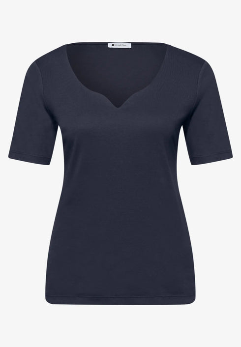 Street One Basic T-Shirt mit Herzausschnitt Style Ada 324775