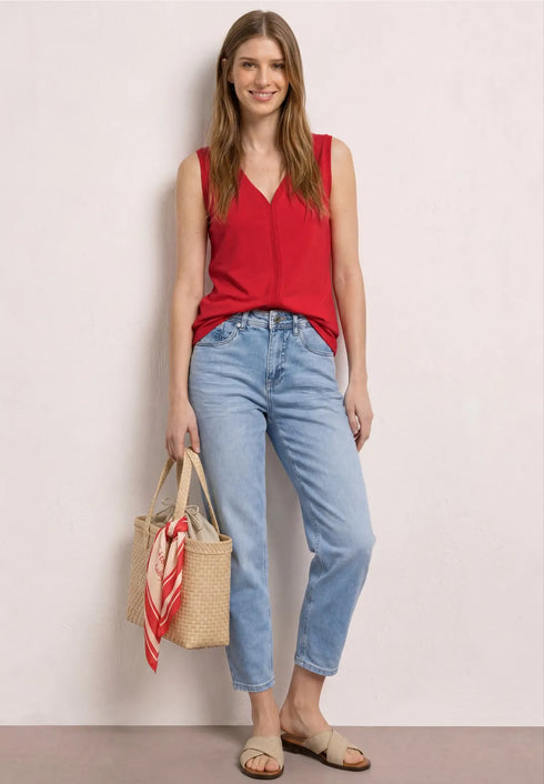 Street One Top mit V-Neck und Crochet-Tape