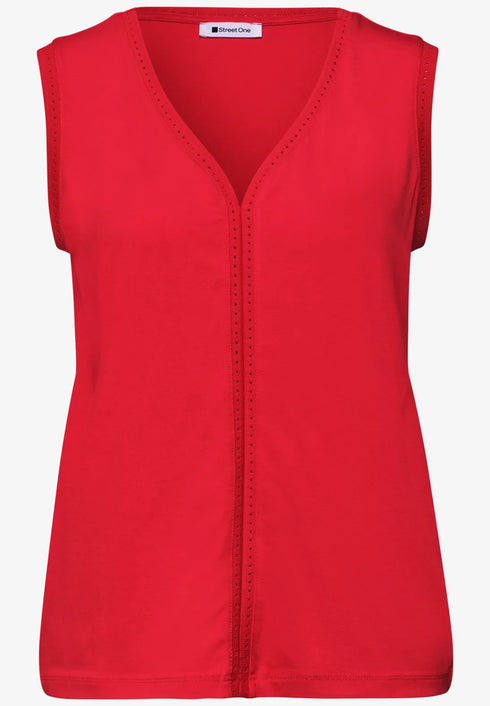 Street One Top mit V-Neck und Crochet-Tape
