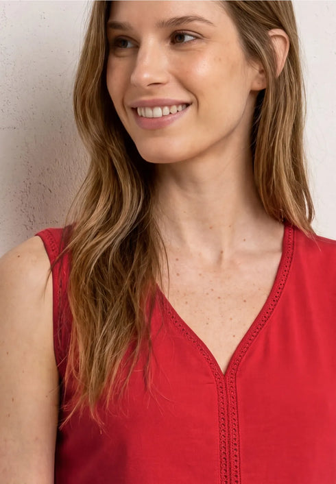 Street One Top mit V-Neck und Crochet-Tape