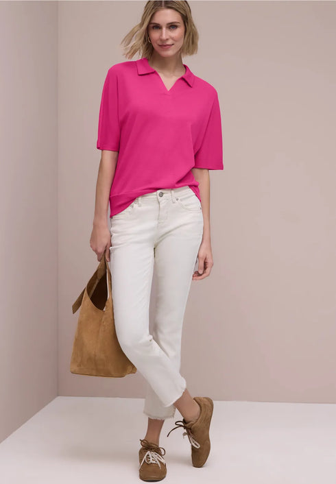 Street One Dropped Shoulder Poloshirt mit Elastikbund