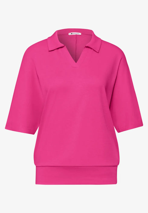 Street One Dropped Shoulder Poloshirt mit Elastikbund
