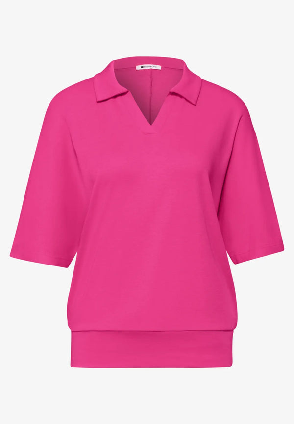 Street One Dropped Shoulder Poloshirt mit Elastikbund