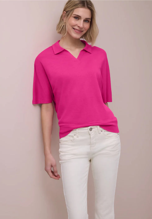 Street One Dropped Shoulder Poloshirt mit Elastikbund