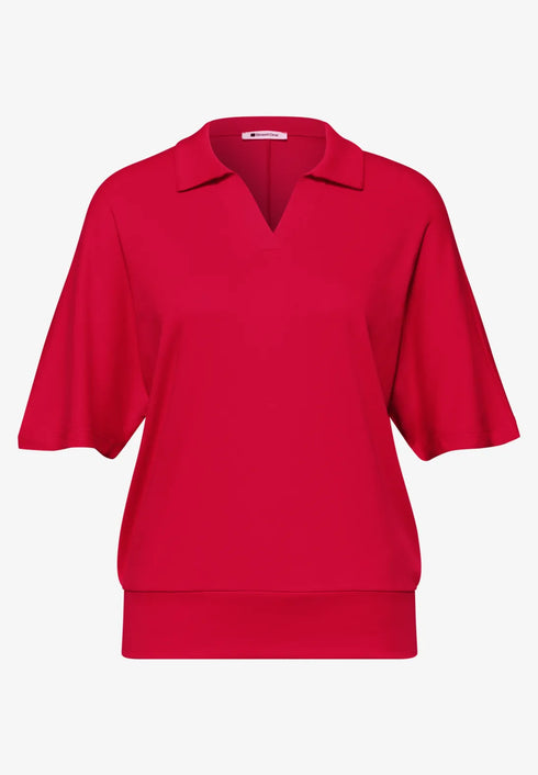 Street One Dropped Shoulder Poloshirt mit Elastikbund