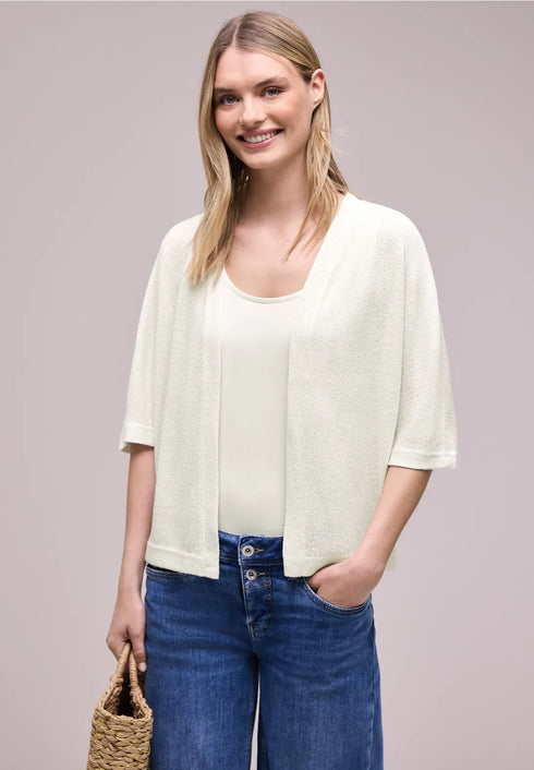 Street One Kurzarm Jacke im Strick-Look mit Glitzer 325265