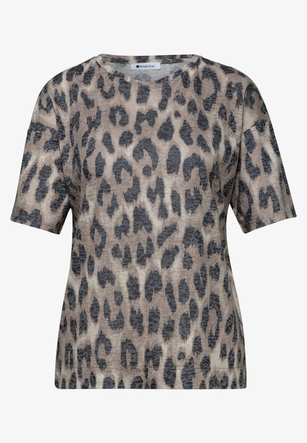 Street One Shirt im Ausbrenner-Look mit Leo Print