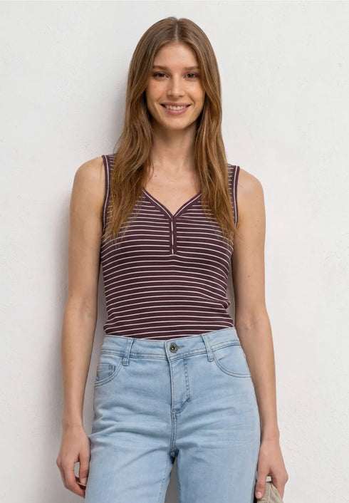 Street One Top mit V-Neck und Streifen 325398