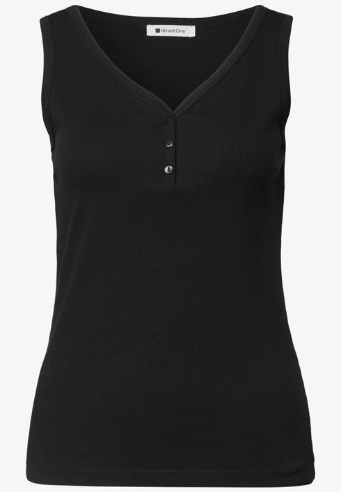 Street One Top in Rippstruktur mit V-Neck 325400