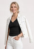 Street One Top in Rippstruktur mit V-Neck 325400