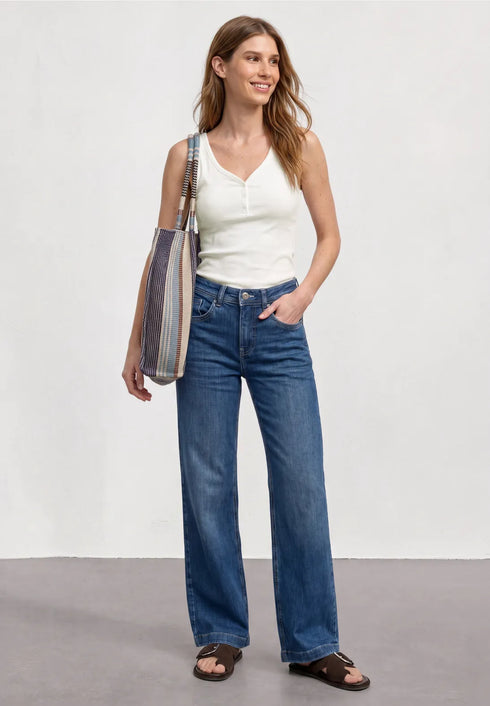 Street One Top in Rippstruktur mit V-Neck 325400
