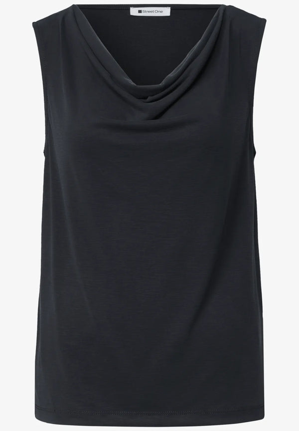 Street One Silk-Look Top mit Wasserfall-Ausschnitt