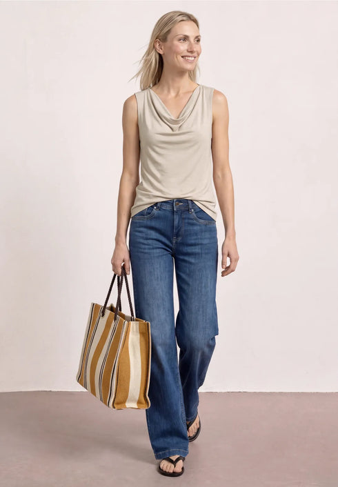 Street One Silk-Look Top mit Wasserfall-Ausschnitt