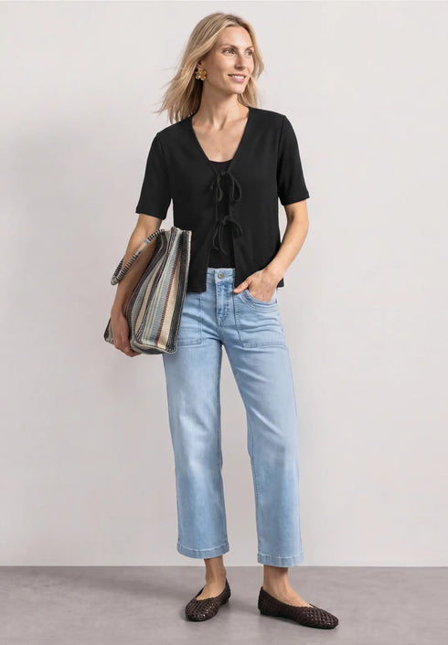 Street One short knit look jacket w.string 325455