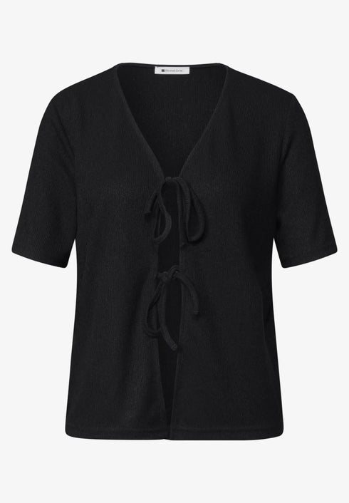 Street One short knit look jacket w.string 325455