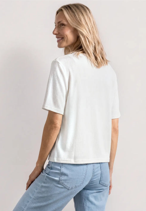 Street One short knit look jacket w.string 325455