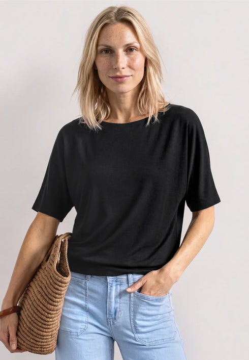 Street One - Basic Shirt mit Boat Neck und Elastikbund - 325585