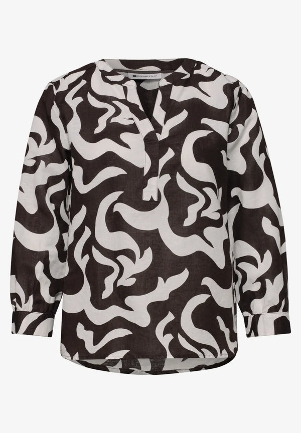 Street One Bluse mit Split Neck aus Leinenmix