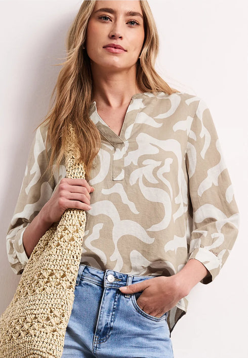 Street One Bluse mit Split Neck aus Leinenmix