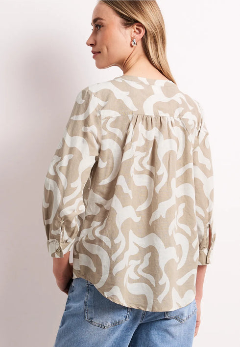 Street One Bluse mit Split Neck aus Leinenmix