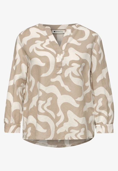 Street One Bluse mit Split Neck aus Leinenmix