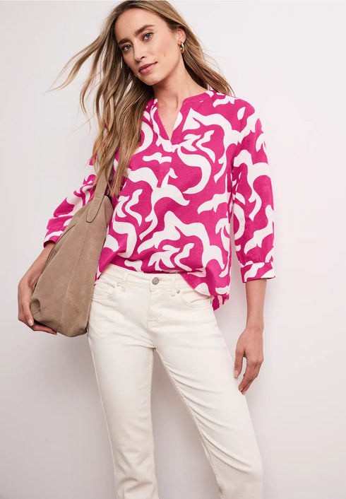 Street One Bluse mit Split Neck aus Leinenmix