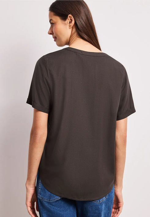 Street One QR Kurzarm Splitneck Bluse mit Turn-Up