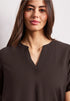 Street One QR Kurzarm Splitneck Bluse mit Turn-Up