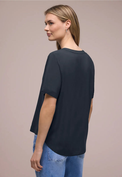 Street One Kurzarm Splitneck Bluse mit Turn-Up