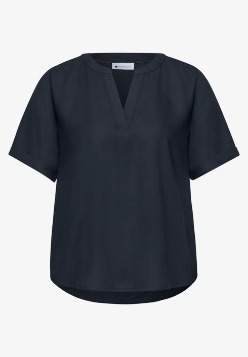 Street One Kurzarm Splitneck Bluse mit Turn-Up