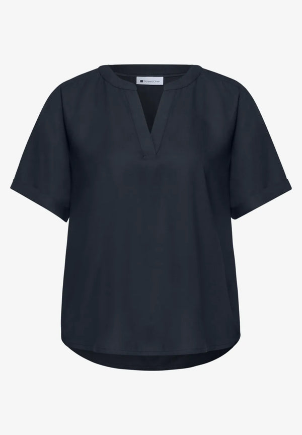 Street One Kurzarm Splitneck Bluse mit Turn-Up