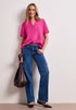 Street One Kurzarm Bluse mit Split Neck in Unifarbe