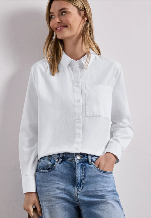 Street One Langarm Bluse mit Hemdkragen aus Twill