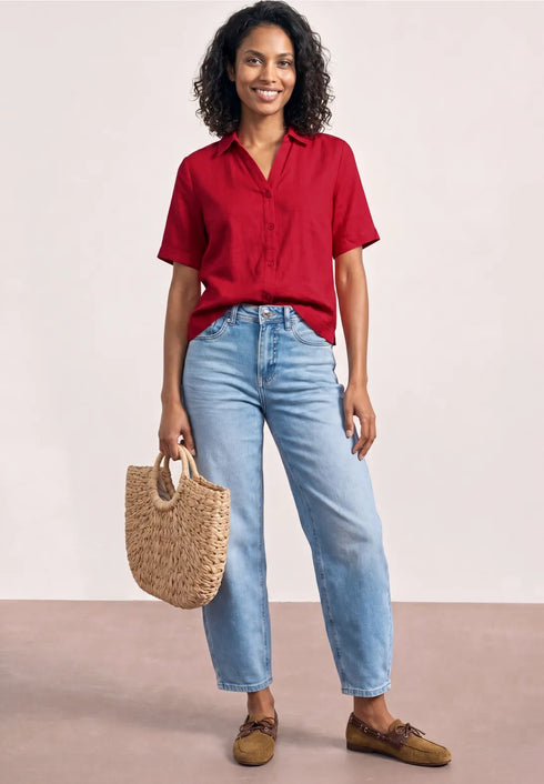 Street One Kurzarm Hemdbluse in Unifarbe