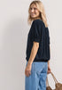 Street One - Kurzarm Bluse mit Split Neck und Elastiksaum - 346808