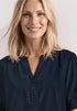 Street One - Kurzarm Bluse mit Split Neck und Elastiksaum - 346808