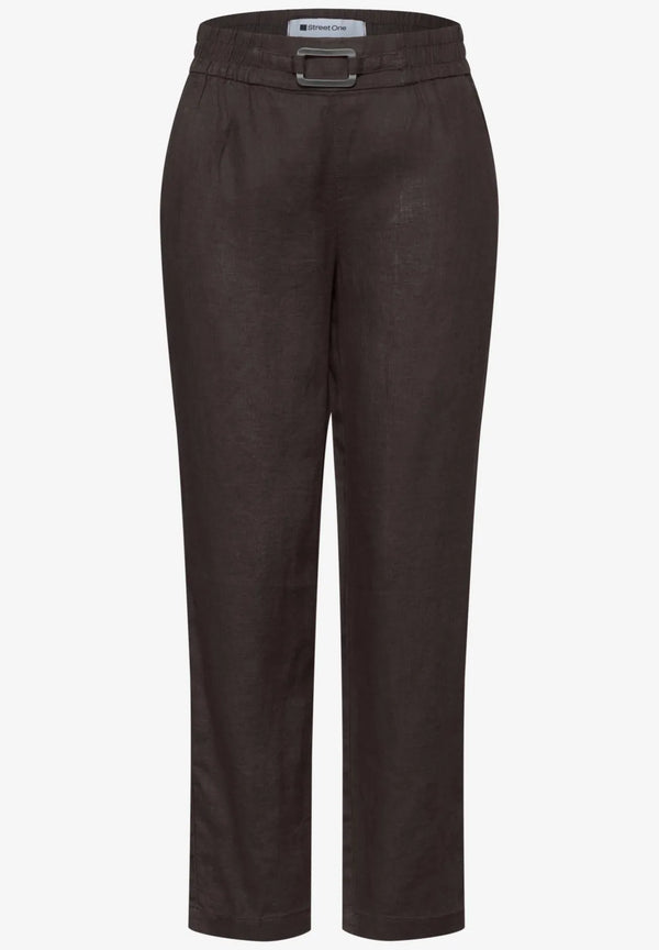 Street One Slim Leg Hose aus Leinen mit Schnalle Style Bonny