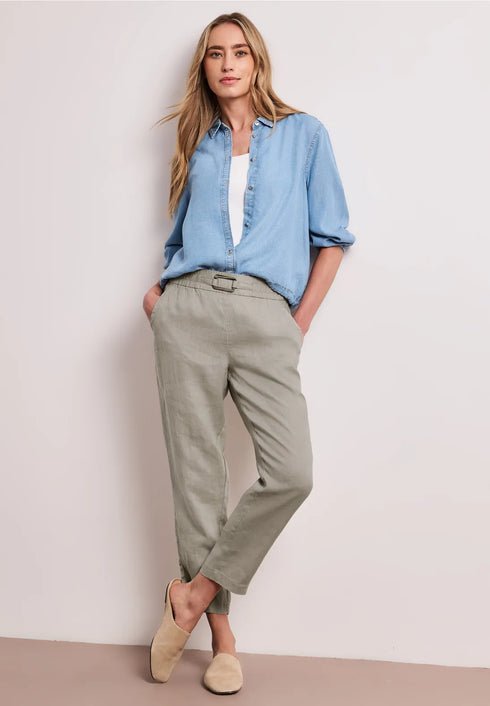Street One Slim Leg Hose aus Leinen mit Schnalle Style Bonny