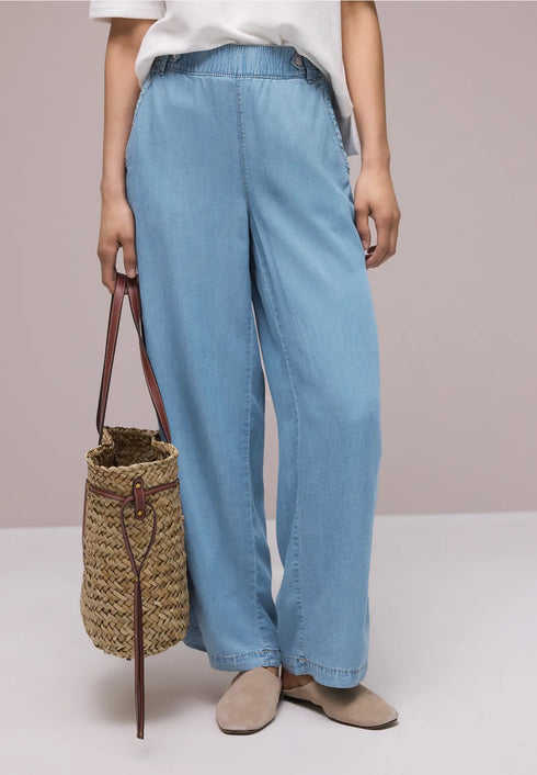 Street One High Waist Wide Leg Hose mit Knopfdetails - Länge 30
