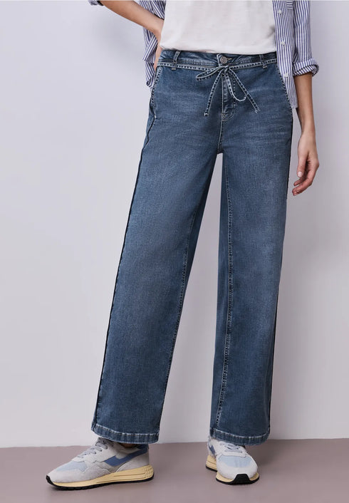 Street One Wide Leg Jeans mit Gürteldetail Style Emee - Länge 30