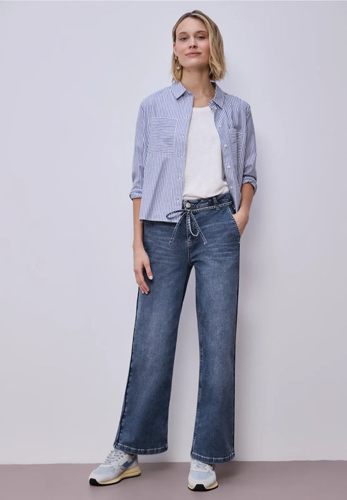 Street One Wide Leg Jeans mit Gürteldetail Style Emee - Länge 30