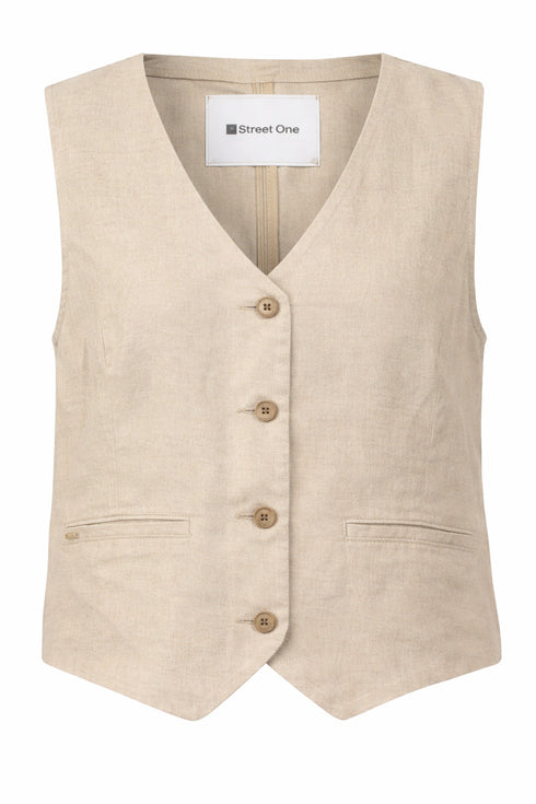 Street One Weste mit V-Neck und Knöpfen aus Leinen
