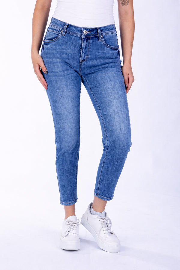 Blue Monkey 57Ava 30834B Basic Denim High Ankle Fit midblue Länge 27