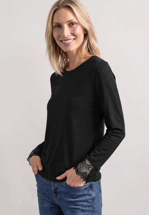 Street One - Shirt with lace at sleeves - 325998