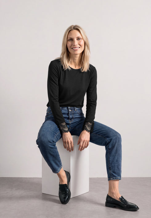 Street One - Shirt with lace at sleeves - 325998