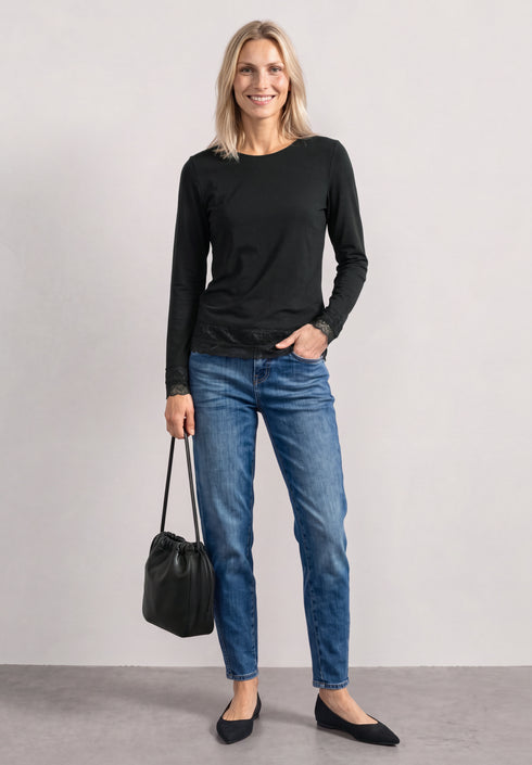 Street One - LTD QR basic shirt with lace cuff - 326162
