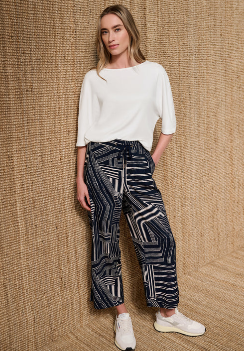 Street One - Basic Shirt mit Boat Neck und Elastikbund - 325585