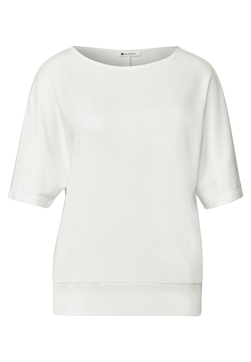 Street One - Basic Shirt mit Boat Neck und Elastikbund - 325585
