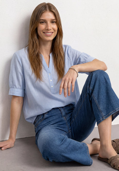 Street One - LTD QR Chambray splitneck blouse - 346810