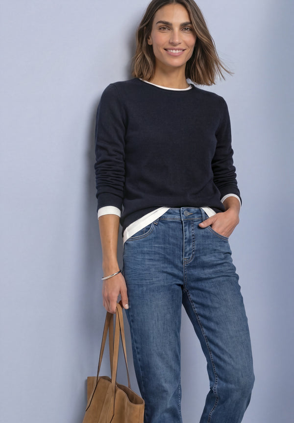 Street One - LTD QR rolled edge u-boat sweater - 303963